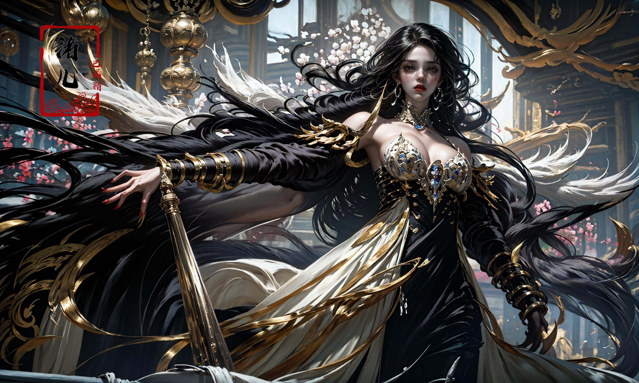 (dramatic, gritty, intense:1.4),masterpiece, best quality, 32k uhd, insane details, intricate details, hyperdetailed, hyper quality, high detail, ultra detailed, Masterpiece,<lora:绪儿-皇宫palace background:0.9>