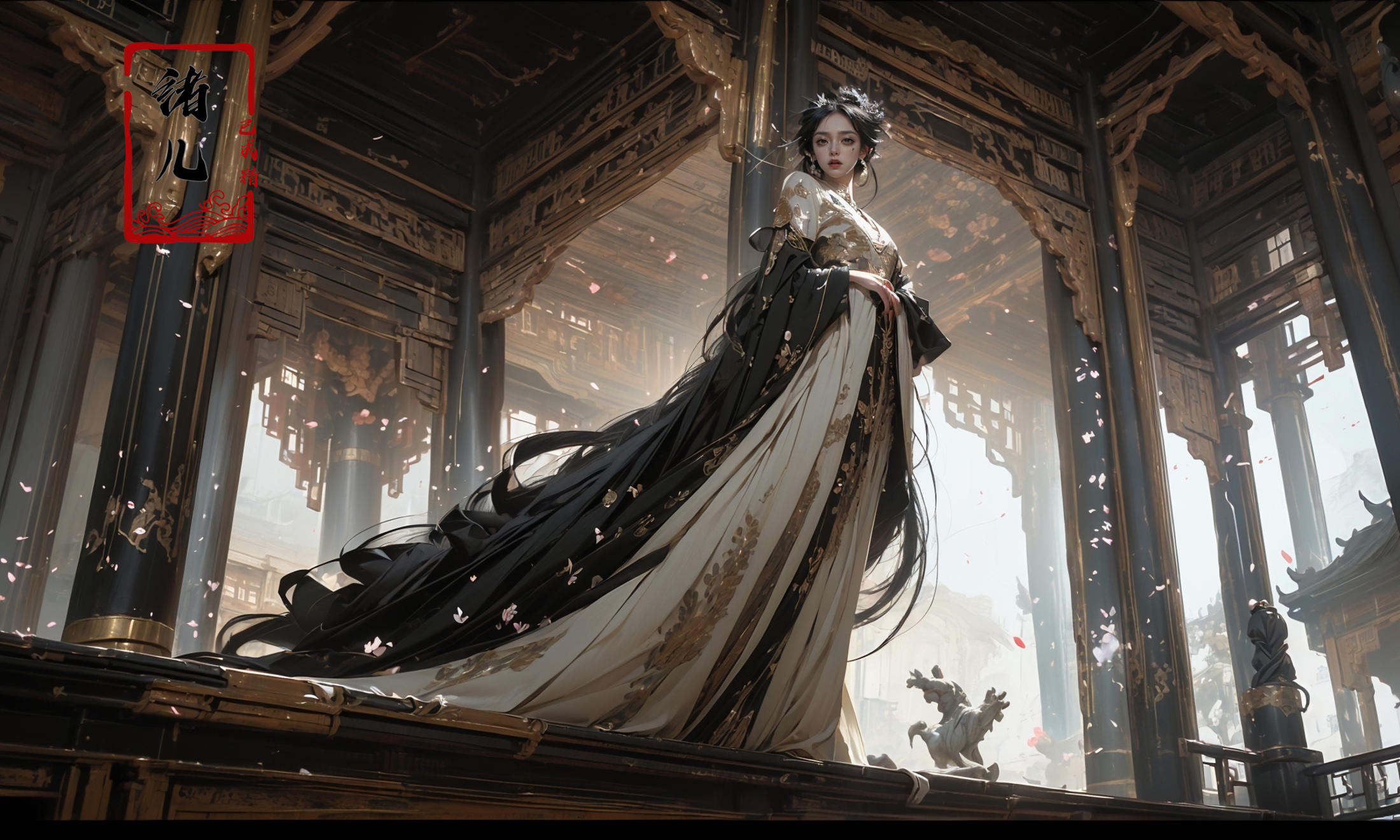 (dramatic, gritty, intense:1.4),masterpiece, best quality, 32k uhd, insane details, intricate details, hyperdetailed, hyper quality,<lora:绪儿-皇宫palace background:0.9>