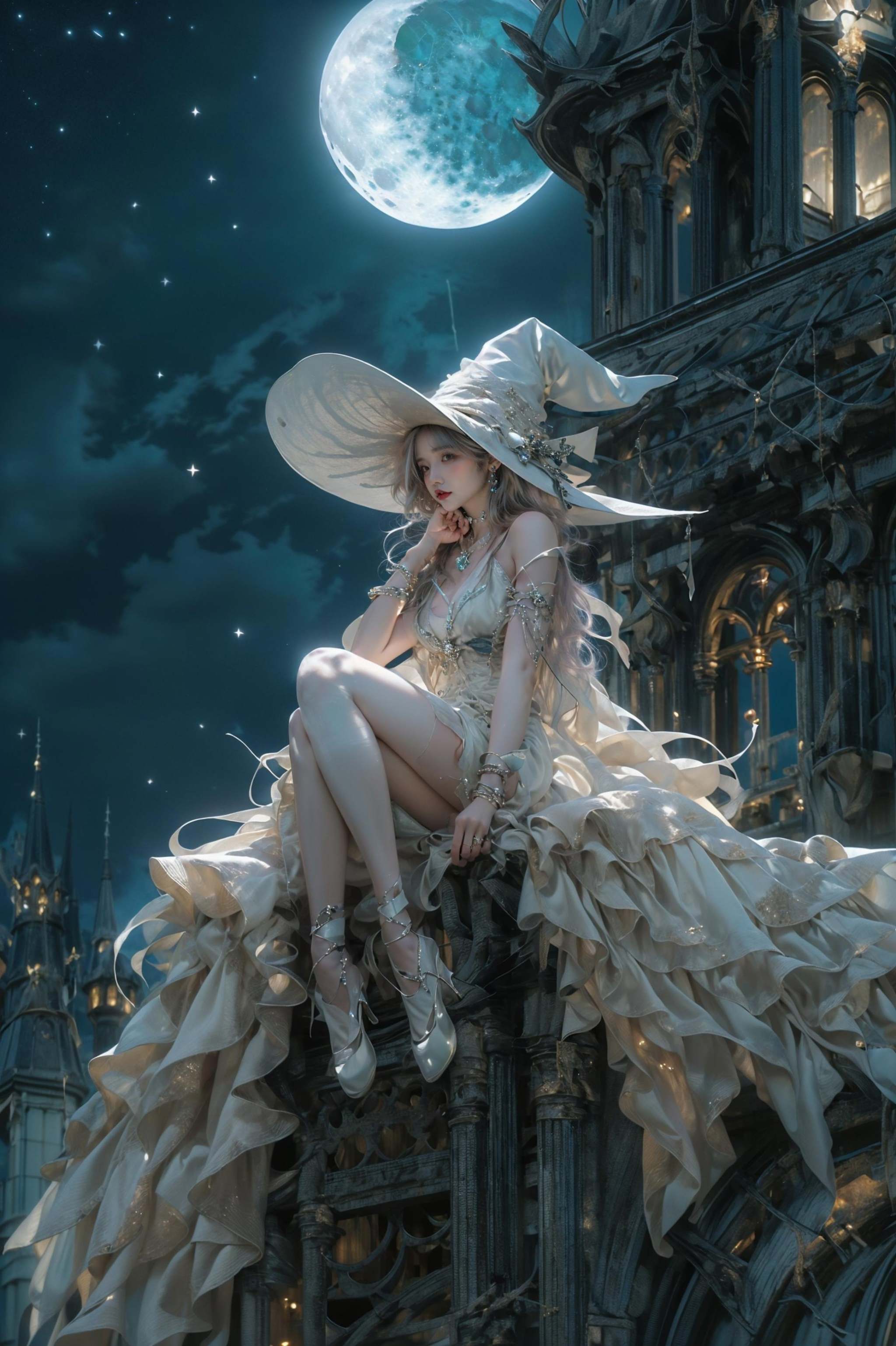 Moon Witch,  1girl,  witch hat by B站绪儿已成精 on Tensor.Art