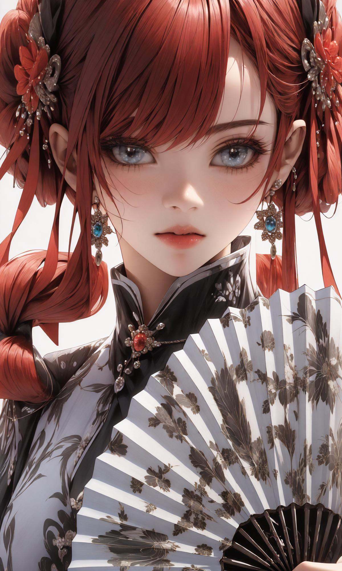 (Masterpiece),(best quality),((masterpiece)),(highres), (original:1.8), (extremely detailed 8K wallpaper), overexposure,1girl, close-up, (fan:1.1),A huge fan， <lora:绪儿-扇子fan:1>