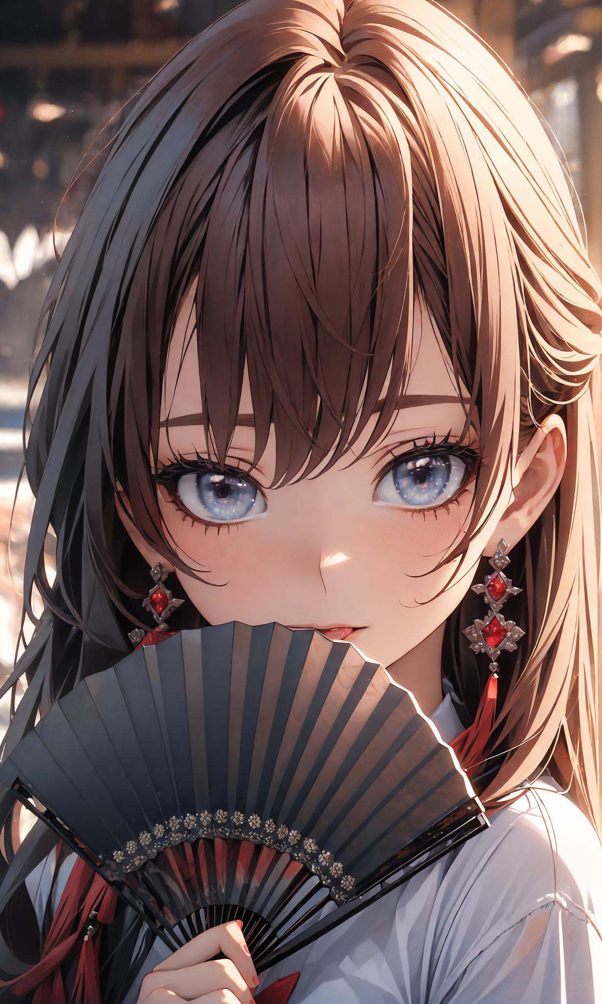 (Masterpiece),(best quality),((masterpiece)),(highres), (original:1.8), (extremely detailed 8K wallpaper), overexposure,1girl, close-up, (fan:1.1),A huge fan，<lora:绪儿-扇子fan:0.8>