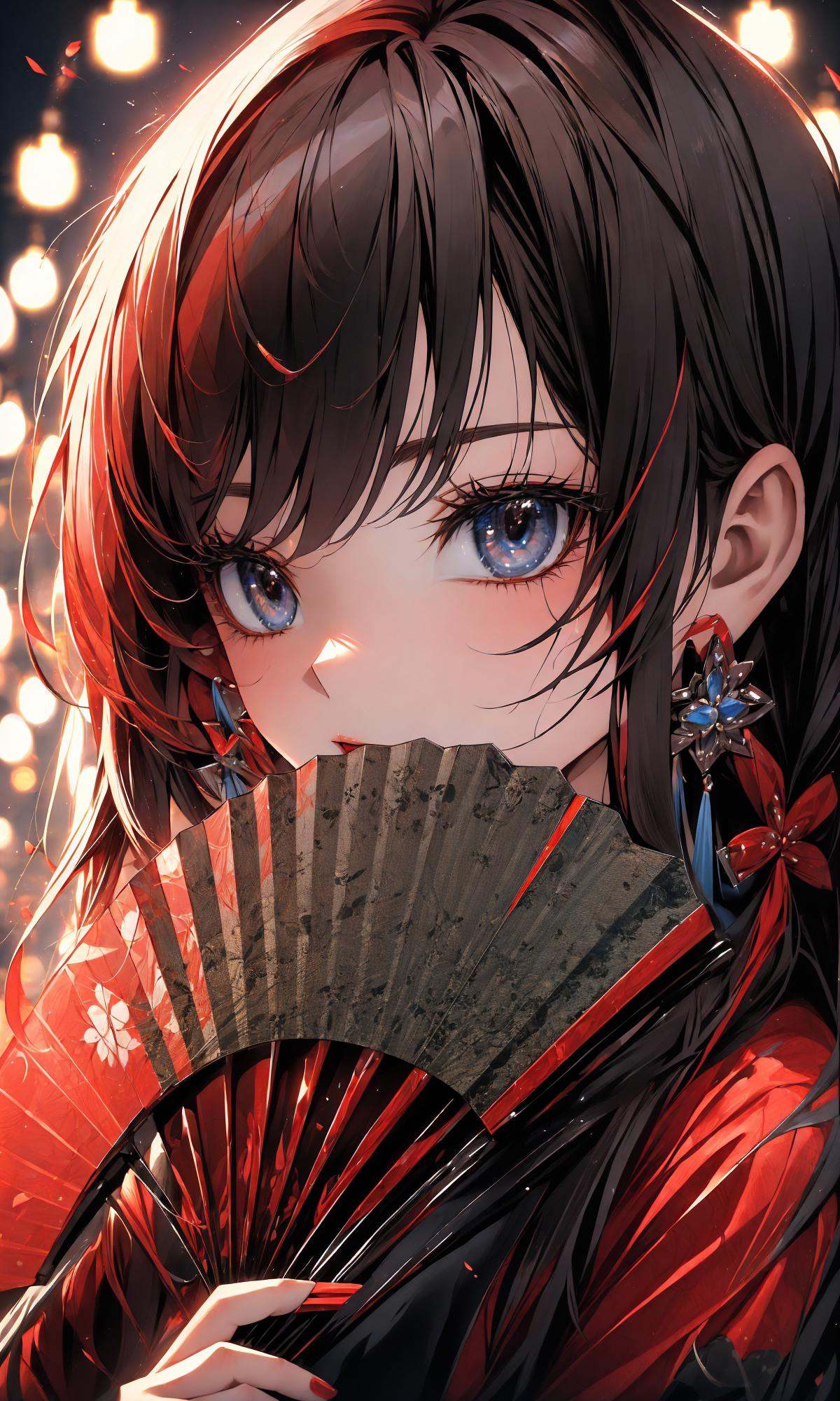 (Masterpiece),(best quality),((masterpiece)),(highres), (original:1.8), (extremely detailed 8K wallpaper), overexposure,1girl, close-up, (fan:1.1),<lora:绪儿-扇子fan:1>