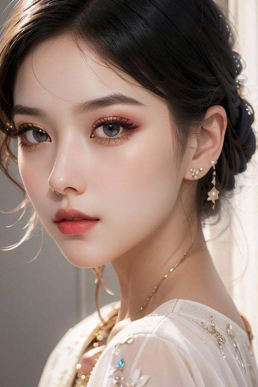 1girl, upper body，beautifully lit,cinematic lighting,ray tracing,3d,3d render,high-precision shadows,close-up,(imid shot,macro shot:1.25),(Detailed face description),(Detailed hair description),(Detailed clothes description),{Extremely Delicate Beautiful},(detailed eye description),((Delicate Faces)),(Beautiful and detailed facial depiction),Realistic skin, realistic light and shadow, <lora:绪儿-华丽脸模:0.8>