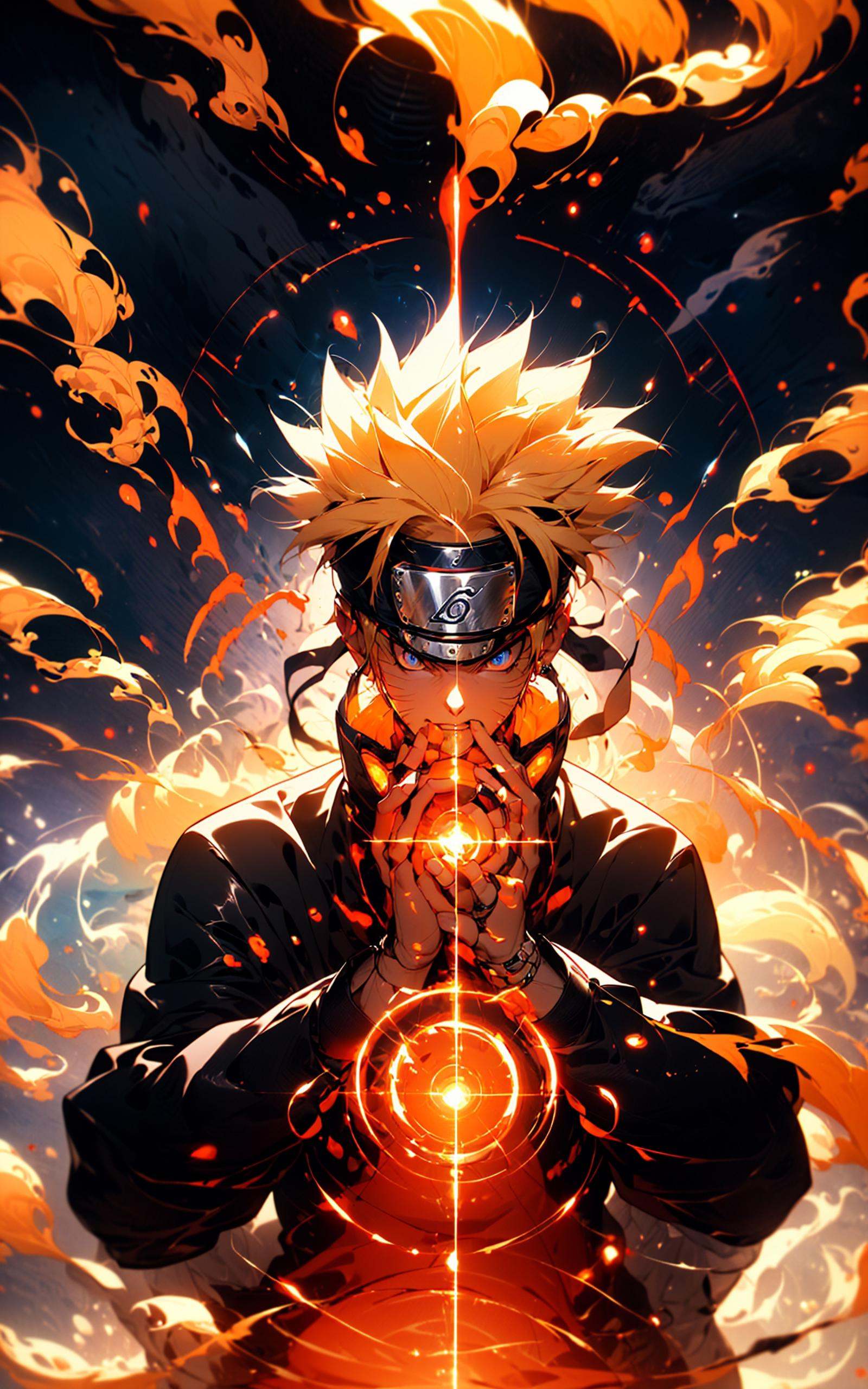 neon street lights, bright neon lights,Uzumaki Naruto from naruto manga wearing tangerine hanbok,intervene, Mechanical armor, mechanical arms,blue eyes, yellow hair，A shot with tension，(sky glows red,Visual impact,giving the poster a dynamic and visually striking appearance:1.2),Chinese Zen style,impactful picture,<lora:Naruto_20230804071043-000014:0.8>