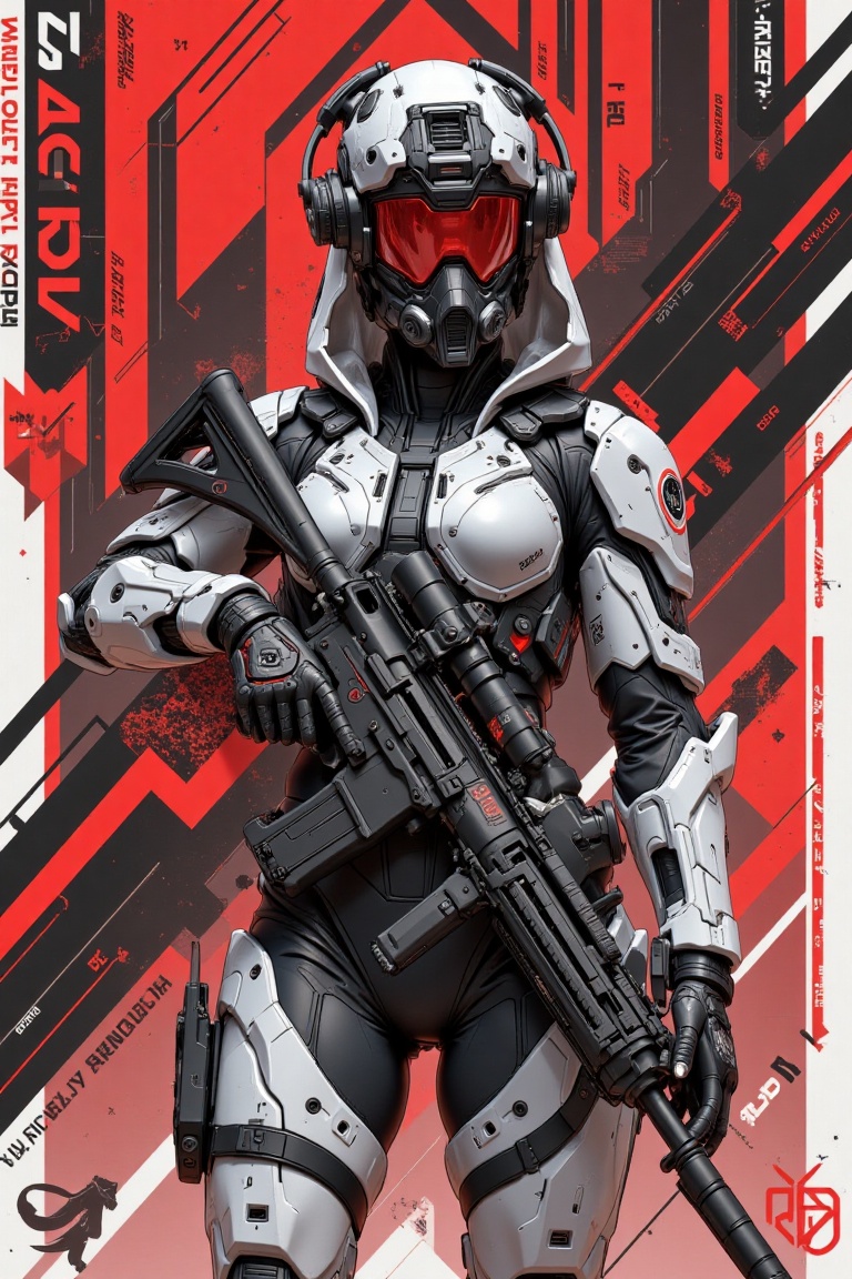 "Creating a sketch-style illustration featuring an elite soldier woman with an M4 assault rifle. The scene highlights the...