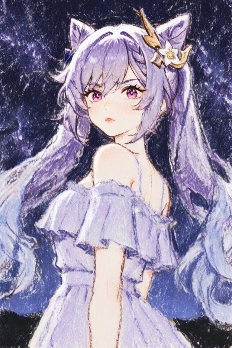 crayon_sketch,  1girl,  Keqing \genshin_impact\ on Tensor.Art