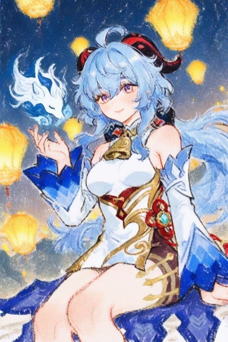 crayon_sketch,  1girl,  Ganyu \genshin_impact\ on Tensor.Art