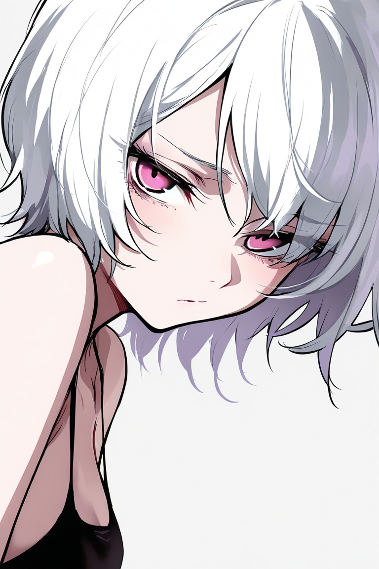 1girl,  looking at viewer,  white short hair on Tensor.Art