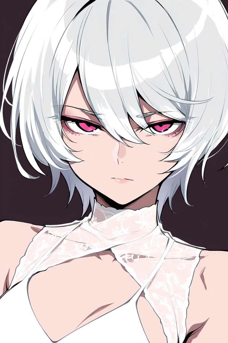1girl,  looking at viewer,  white short hair on Tensor.Art