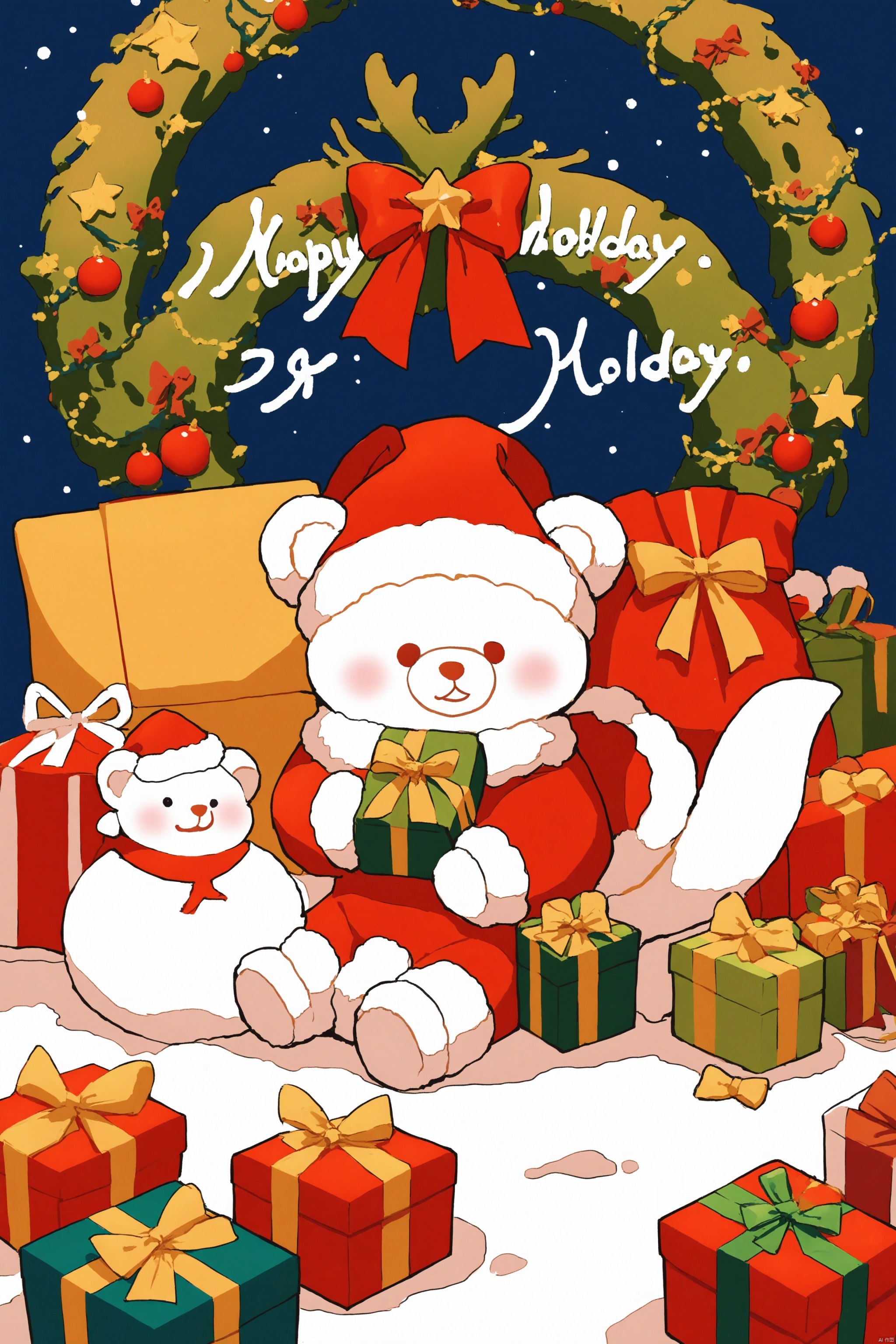 christmas,blue,juanyang,0,matcha,festive red and white outfit,lying on ground,surrounded by gifts,white fur trim,bows and pom-poms,holding small gift box,gifts scattered around,cozy celebratory atmosphere,soft warm light,woman laying,Christmas attire,surrounded presents,surrounded gifts,holding gift,holiday atmosphere,lying down,festive outfit,snowy scene,bows ribbons,