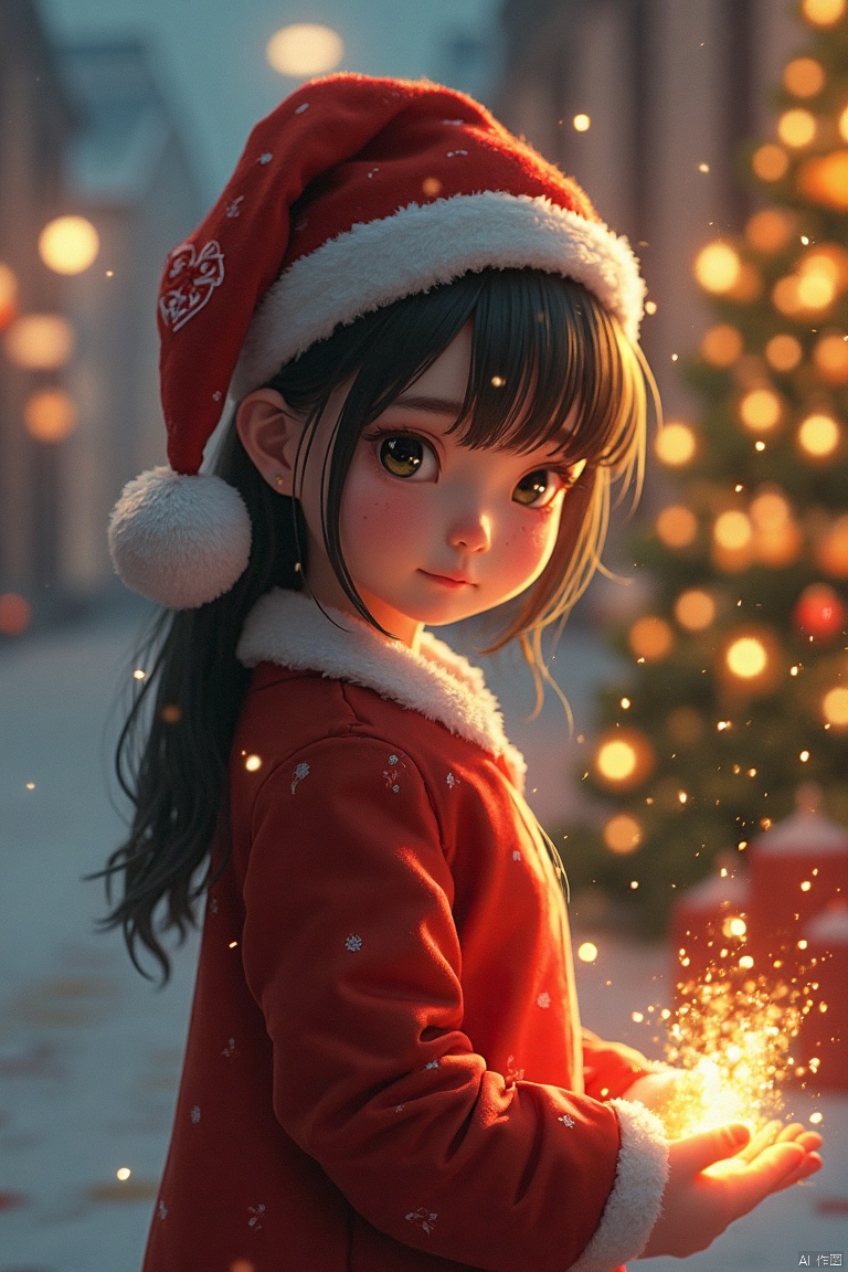 shengdan,Christmas time,
a girl