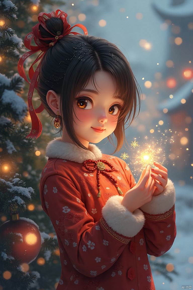 shengdan,Christmas time,
a girl