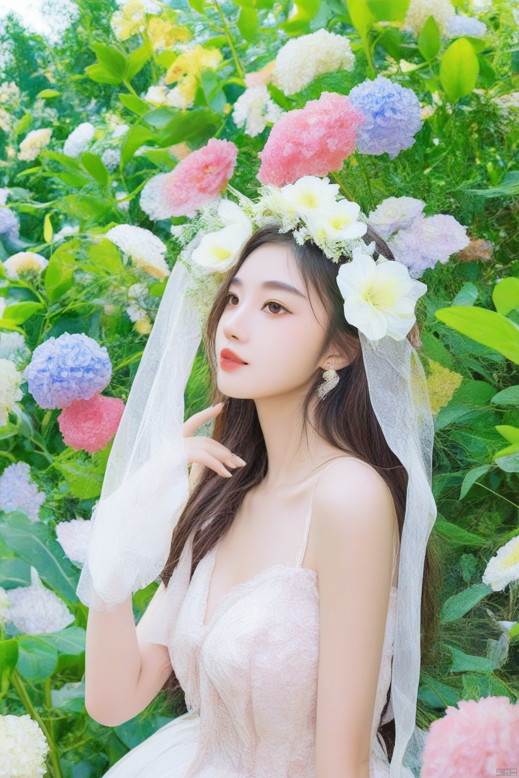 A hubggirl wearing a flower wreath