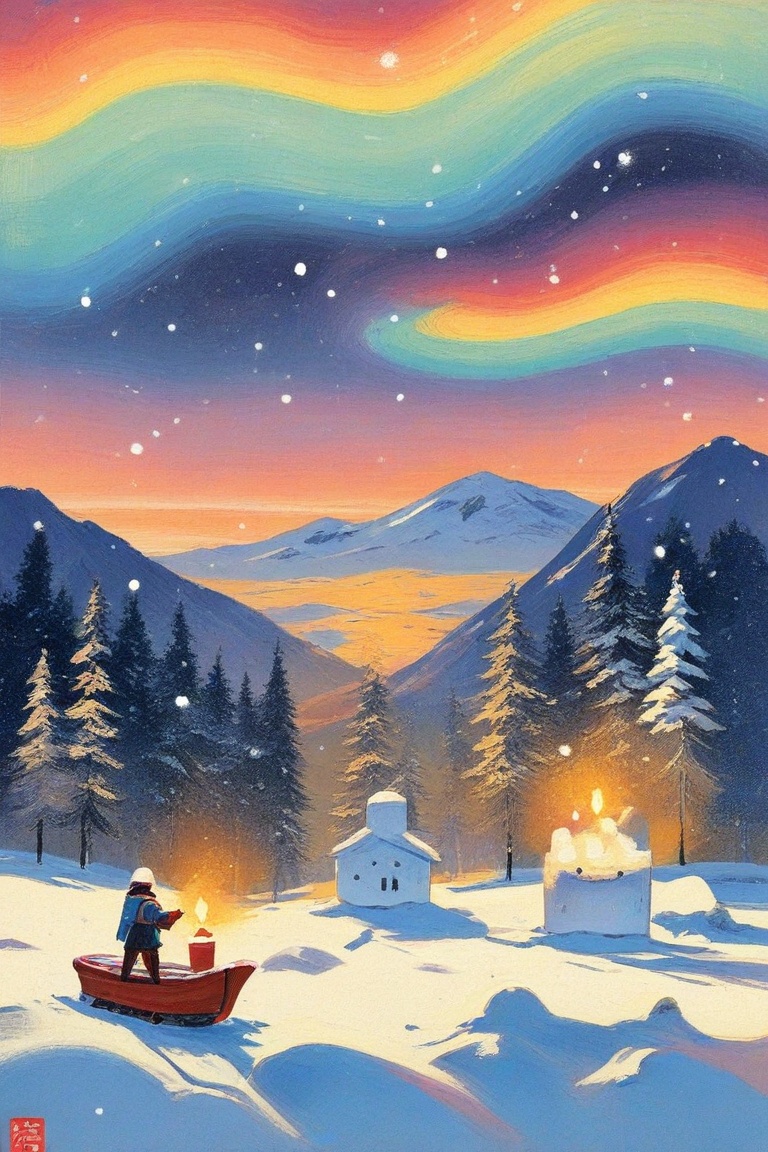 Snow winter,  snow figure ,  reinder on Tensor.Art