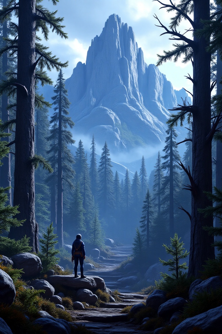 close_up shot of an epic forest and mountain,  masterpiece,  best quality on Tensor.Art
