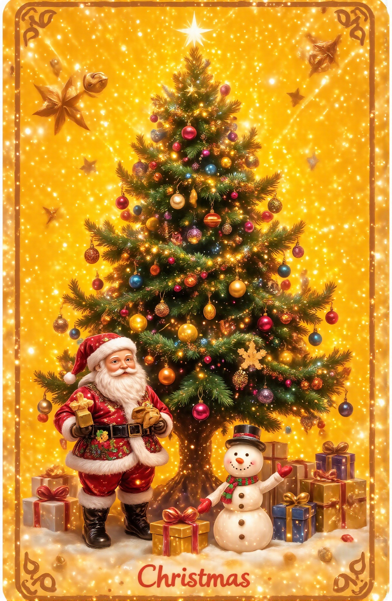 Score_9 is a tarot card that depicts a beautiful and special Christmas tree. The card name "Christmas" appears below the t...