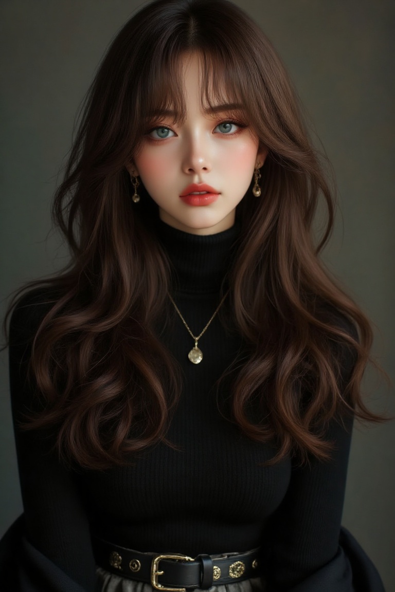beautiful 22 year old Korean woman,  medium shot,  blue eyes on Tensor.Art