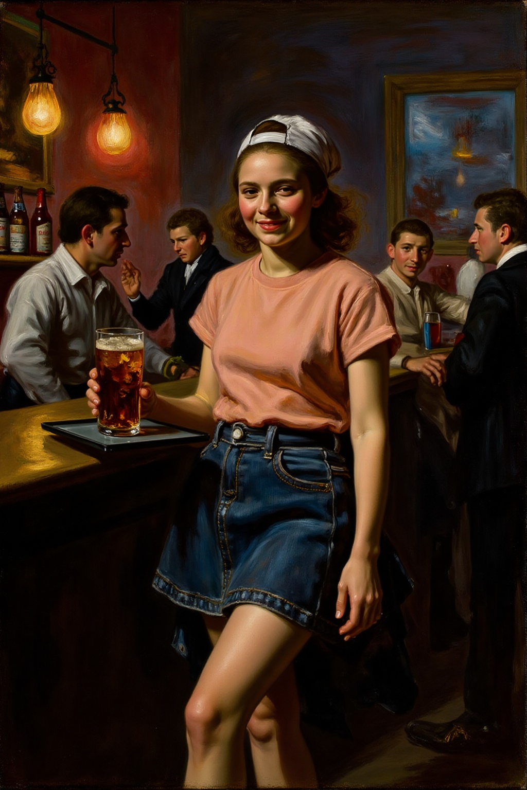 fraha1 painting The air buzzes with the energy of a busy bar,  a mix of music,  conversation on Tensor.Art