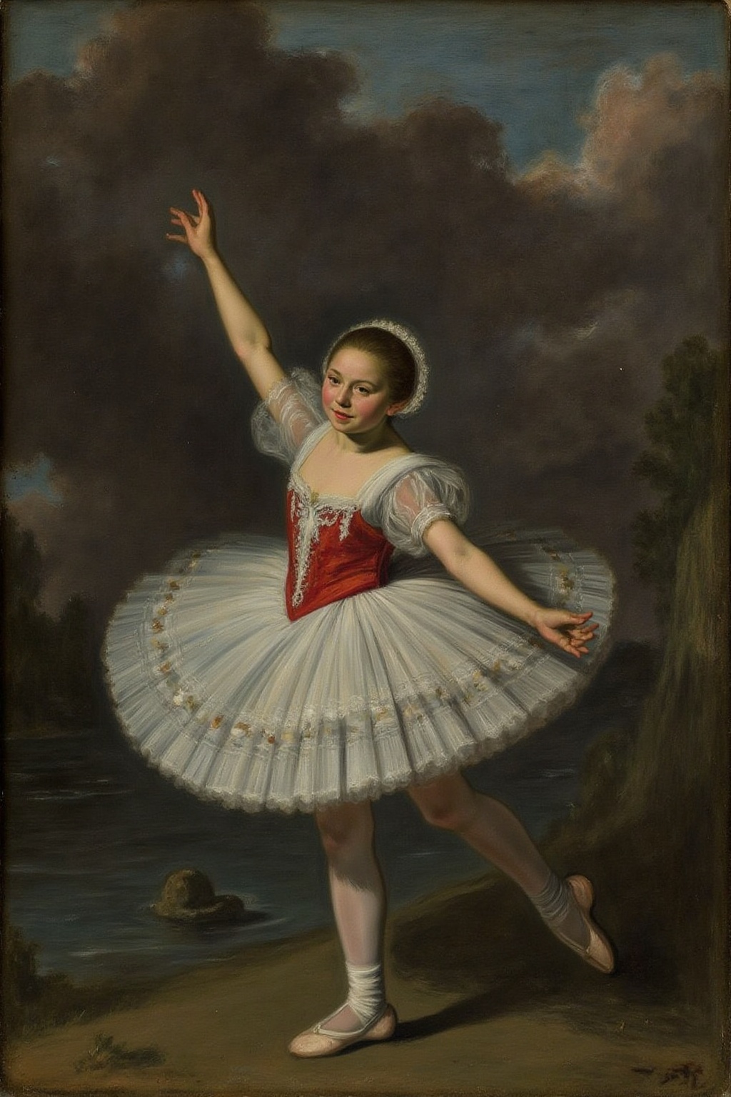 fraha1 painting. a ballet dancing scene from Swam Lake by Tchaikovsky on Tensor.Art