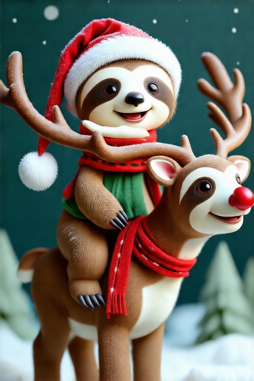 SD35SlothXmas,  smile,  hat on Tensor.Art