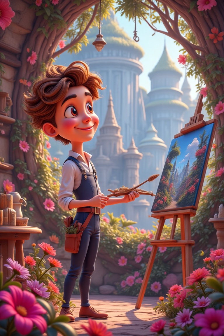 Enchanted Painter in a Living Canvas: An artist whose paintings come to life,  creating real landscapes from his studio. v...