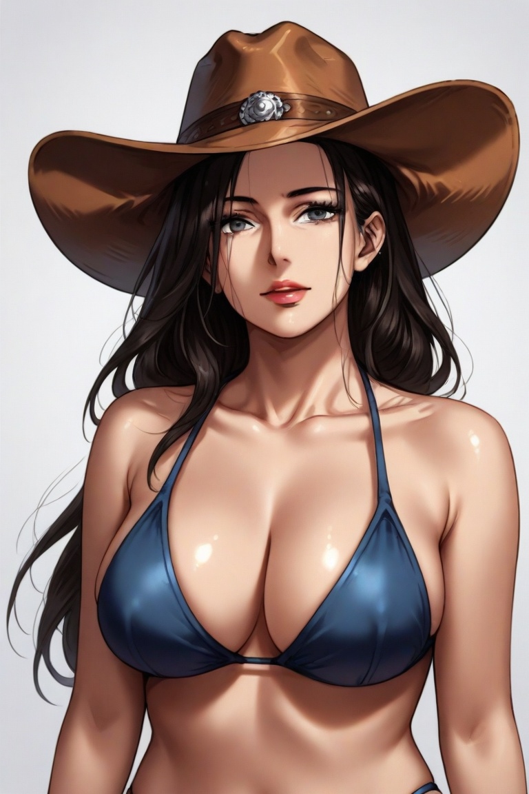 A middle aged beautiful woman in cowboy hat and bikini on Tensor.Art