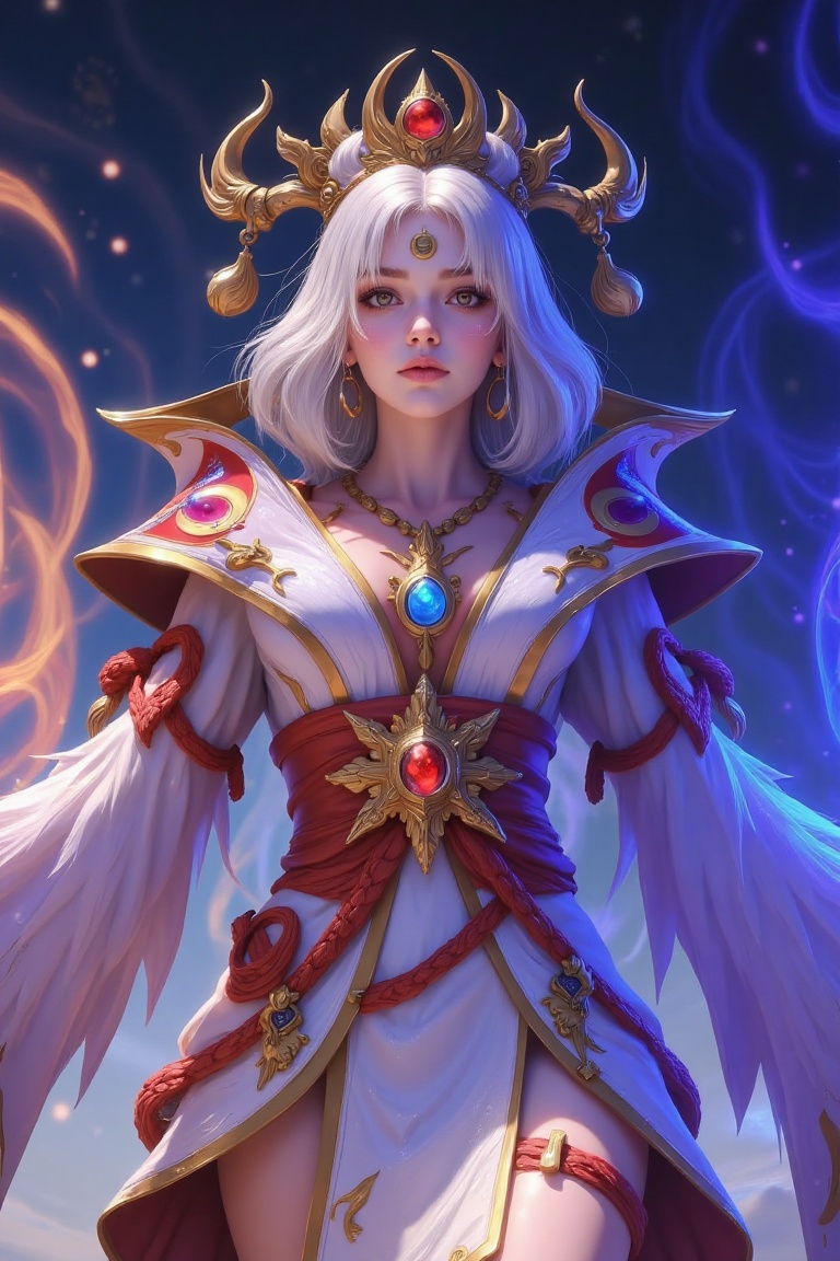 A close-up shot of Lunox,  a mystical figure with glowing,  ethereal features on Tensor.Art
