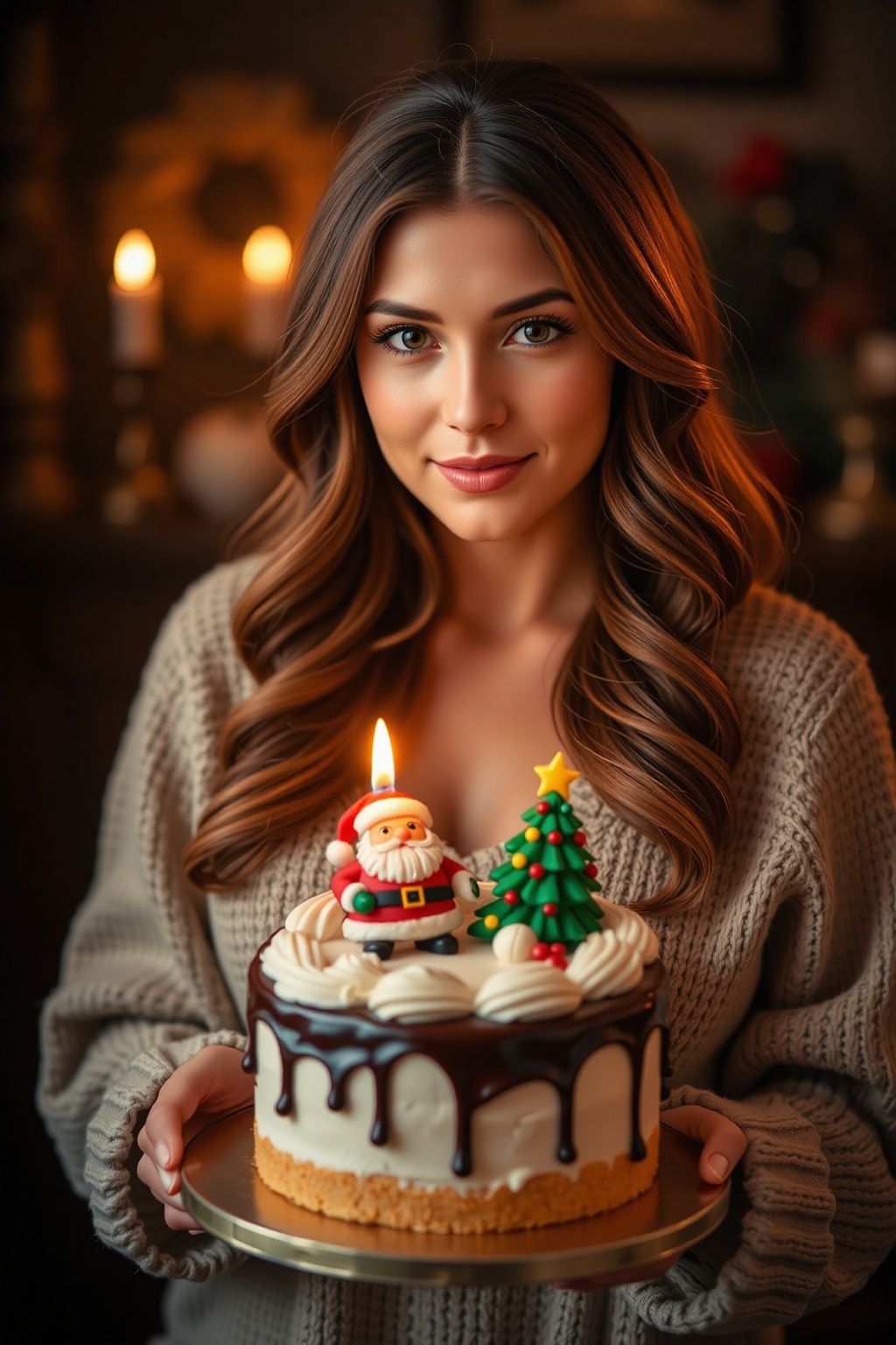 Warm autumn colors,  candlelight. Professional photograph of a stunning woman,  30s on Tensor.Art