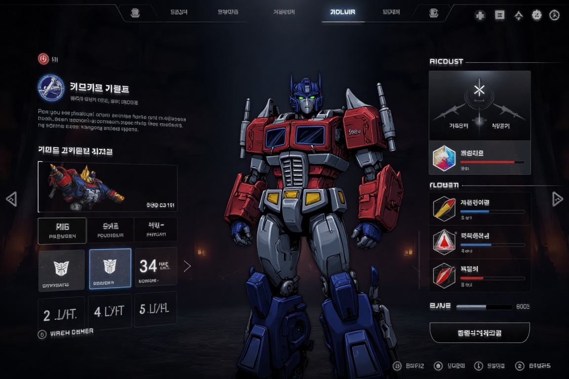 character_UI,  Anime-style digital drawing of a Optimus Prime,  set against a dark on Tensor.Art