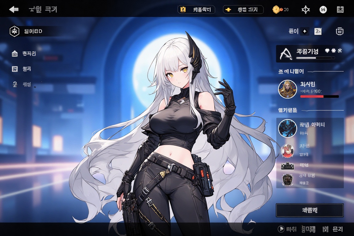 character_UI,  Digital anime-style drawing of a busty,  long-haired on Tensor.Art