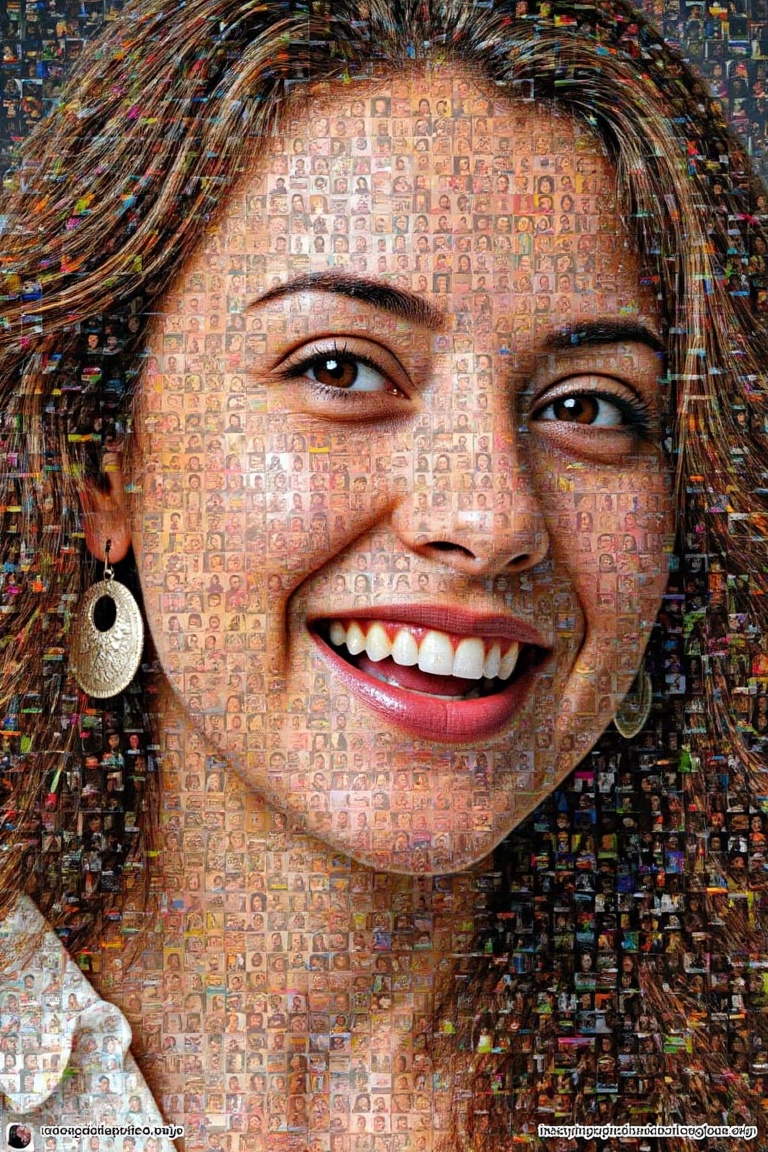 woman face portrait,  collage portrait,  pixel portrait on Tensor.Art