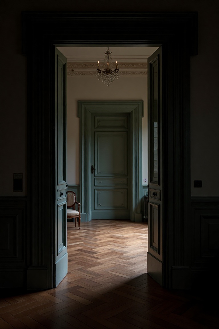 IPcT38,  An open door leading to an empty room,  dark wood floors on Tensor.Art