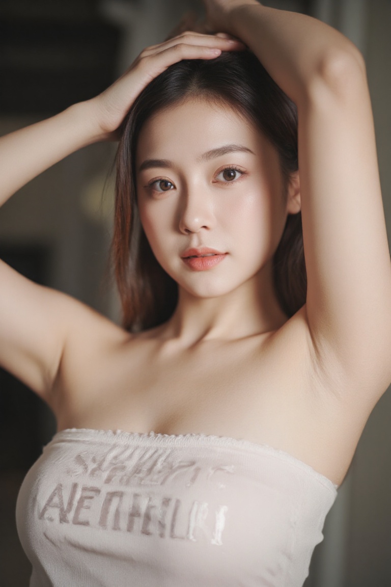 A portrait of a woman's face fills the frame,  her features soft and intimate. The camera zooms in on her expression,  cap...