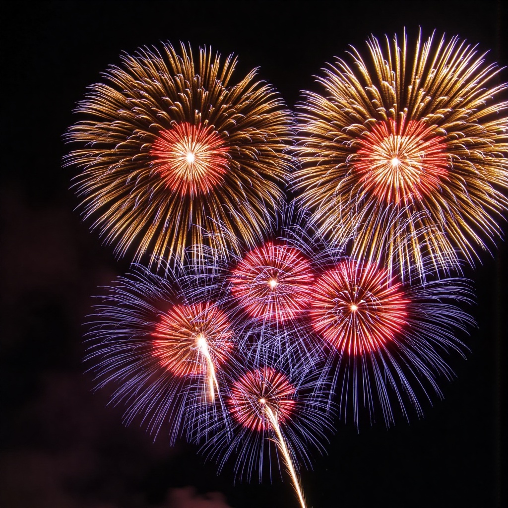 a vibrant display of fireworks is captured in a close-up shot Capturing the essence of a lively celebration,  professional...