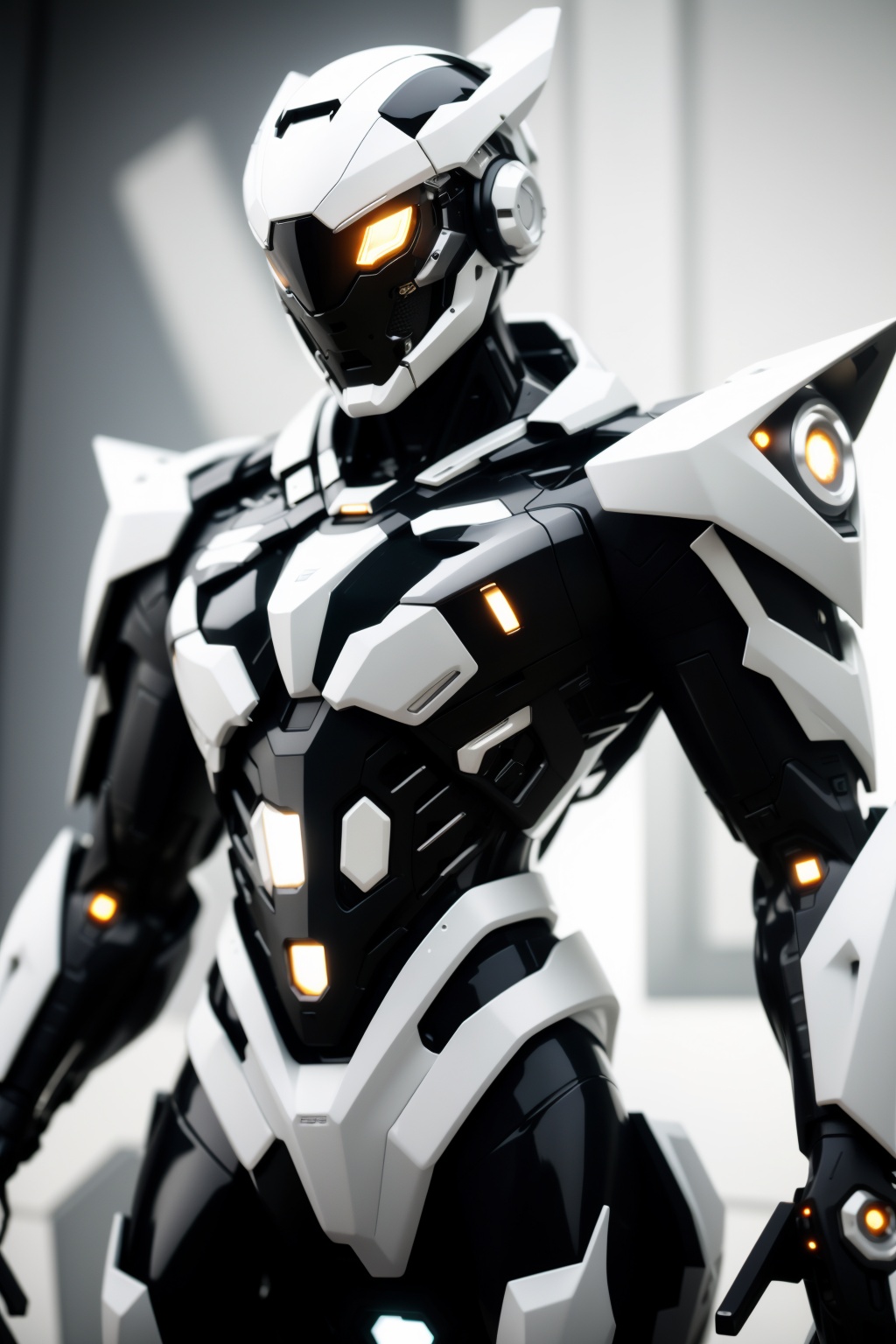 "White mecha. Transparent skin. Film style,  cinematic light & shadow. design & form touch of sci-fi element shining steel...