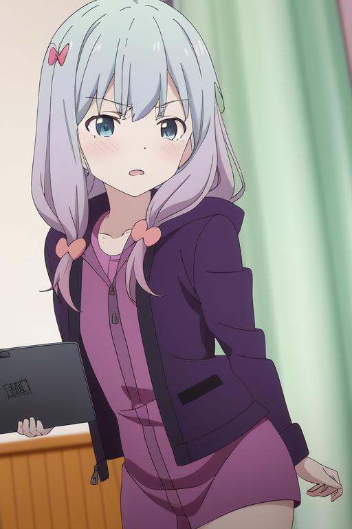 izumi sagiri,  green jacket,  purple dresswacomtablet on Tensor.Art