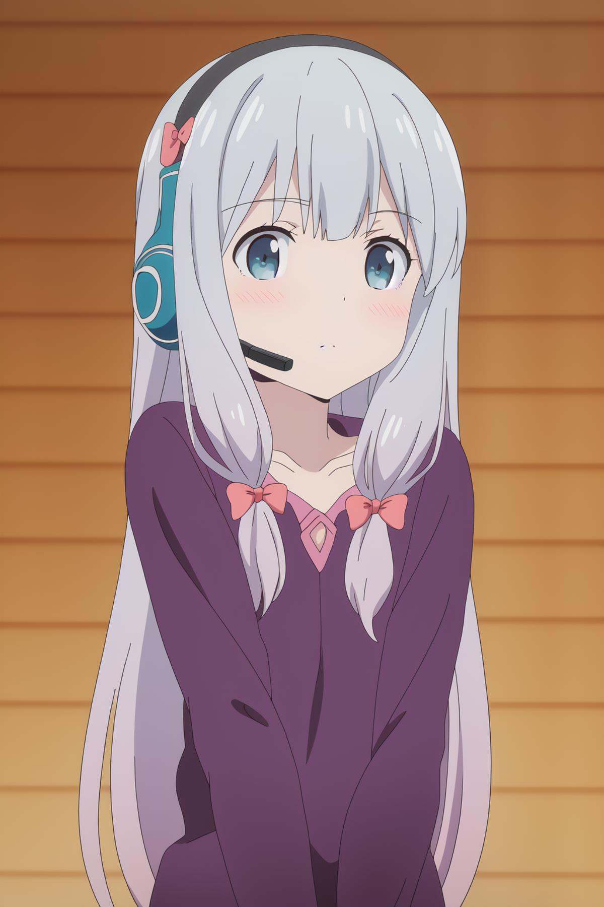 izumi sagiri purple dress,  portrait,  headphone on Tensor.Art