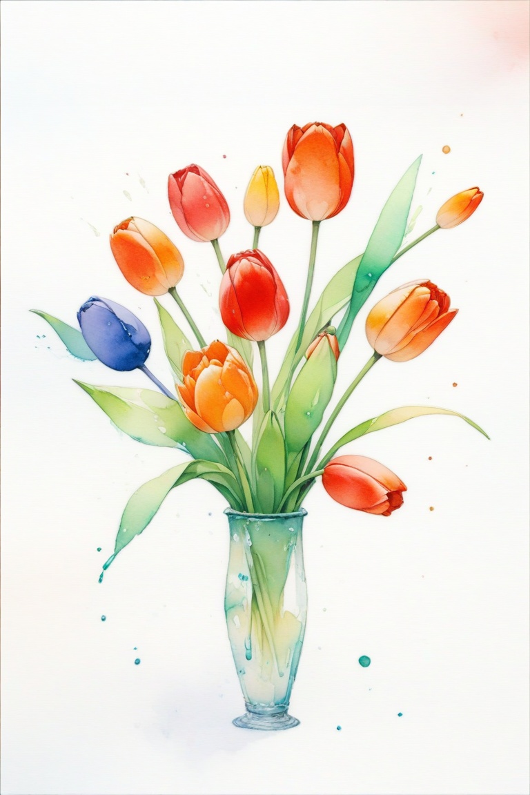 Illustration in watercolor style,  (,  flower on Tensor.Art