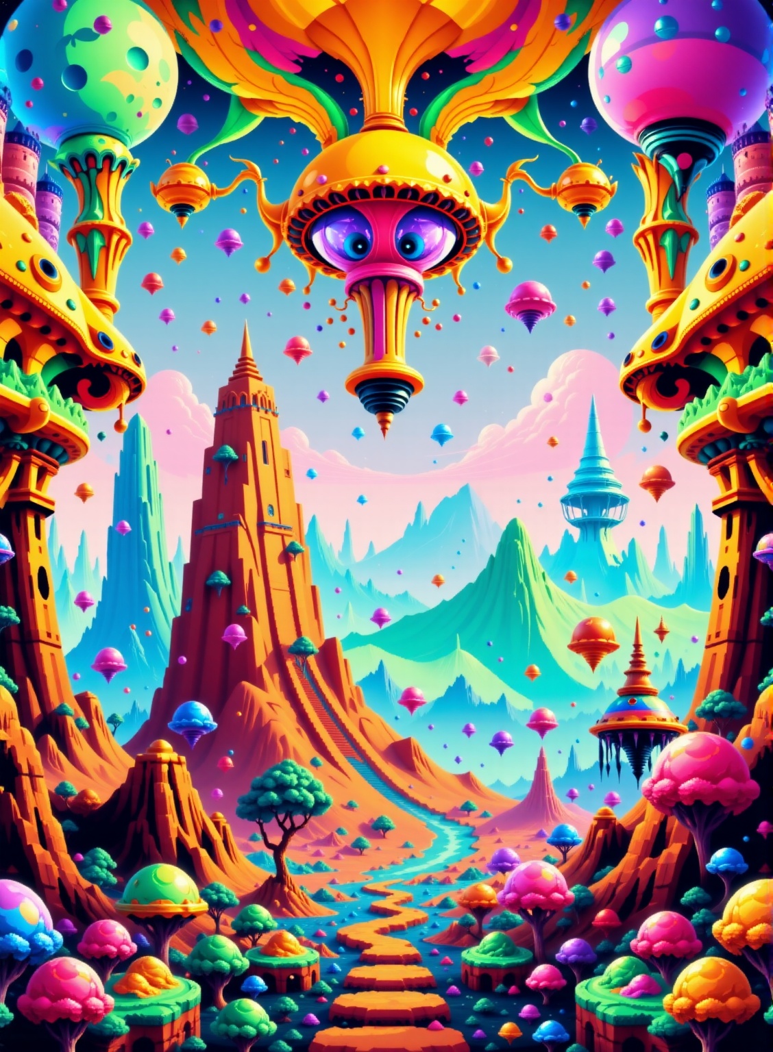 psychedelic advertising style Action Painting,  Disciplined"Ozymandias",  at Overcast on Tensor.Art