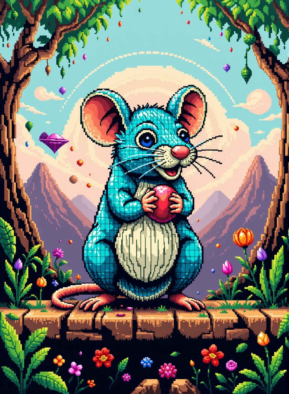 pixel-art appealing Mouse adrr-zllj,  mosaic tilework . low-res,  blocky on Tensor.Art