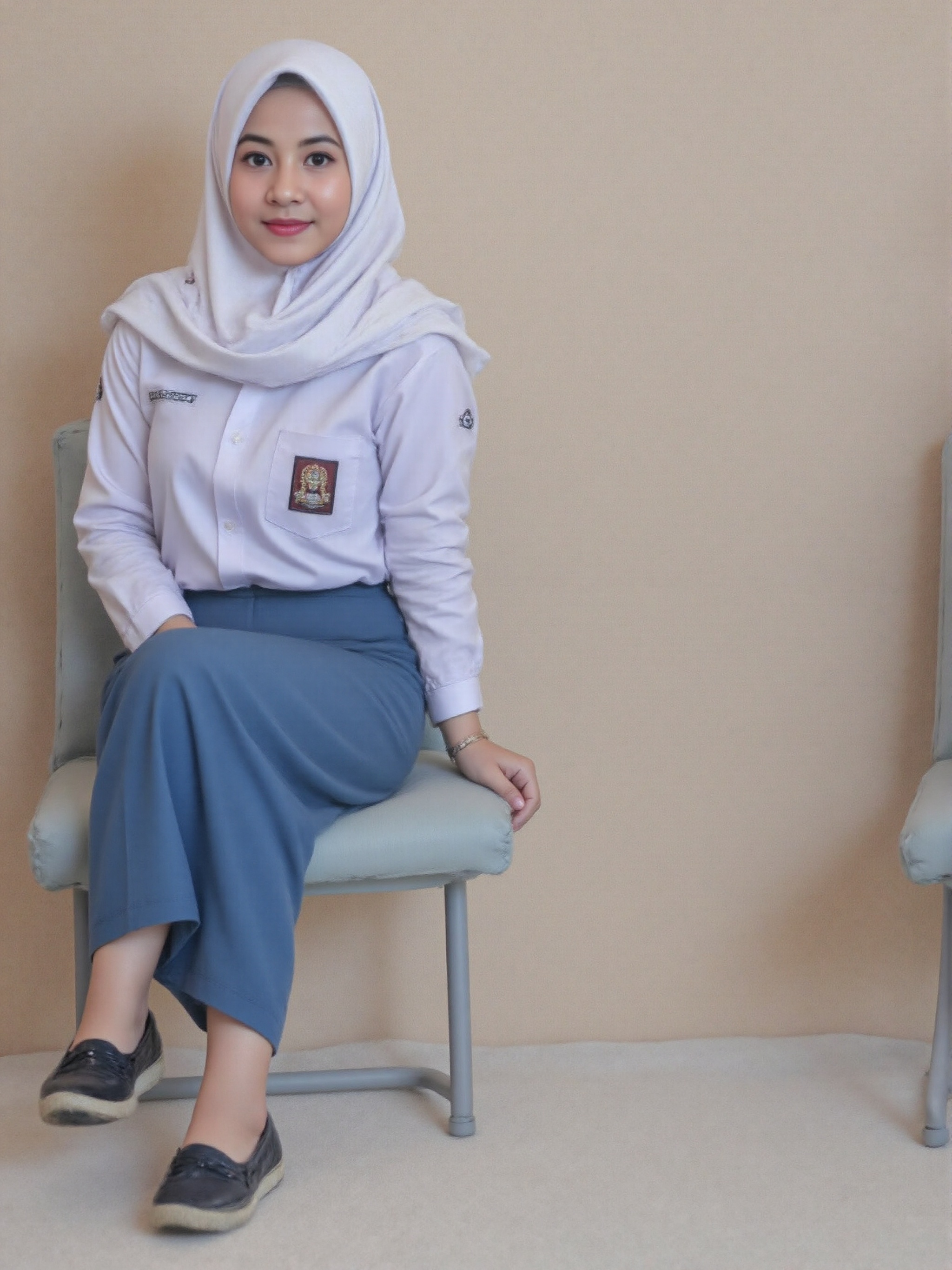 young indonesian woman,  wearing SMU_uniform,  White shirt on Tensor.Art