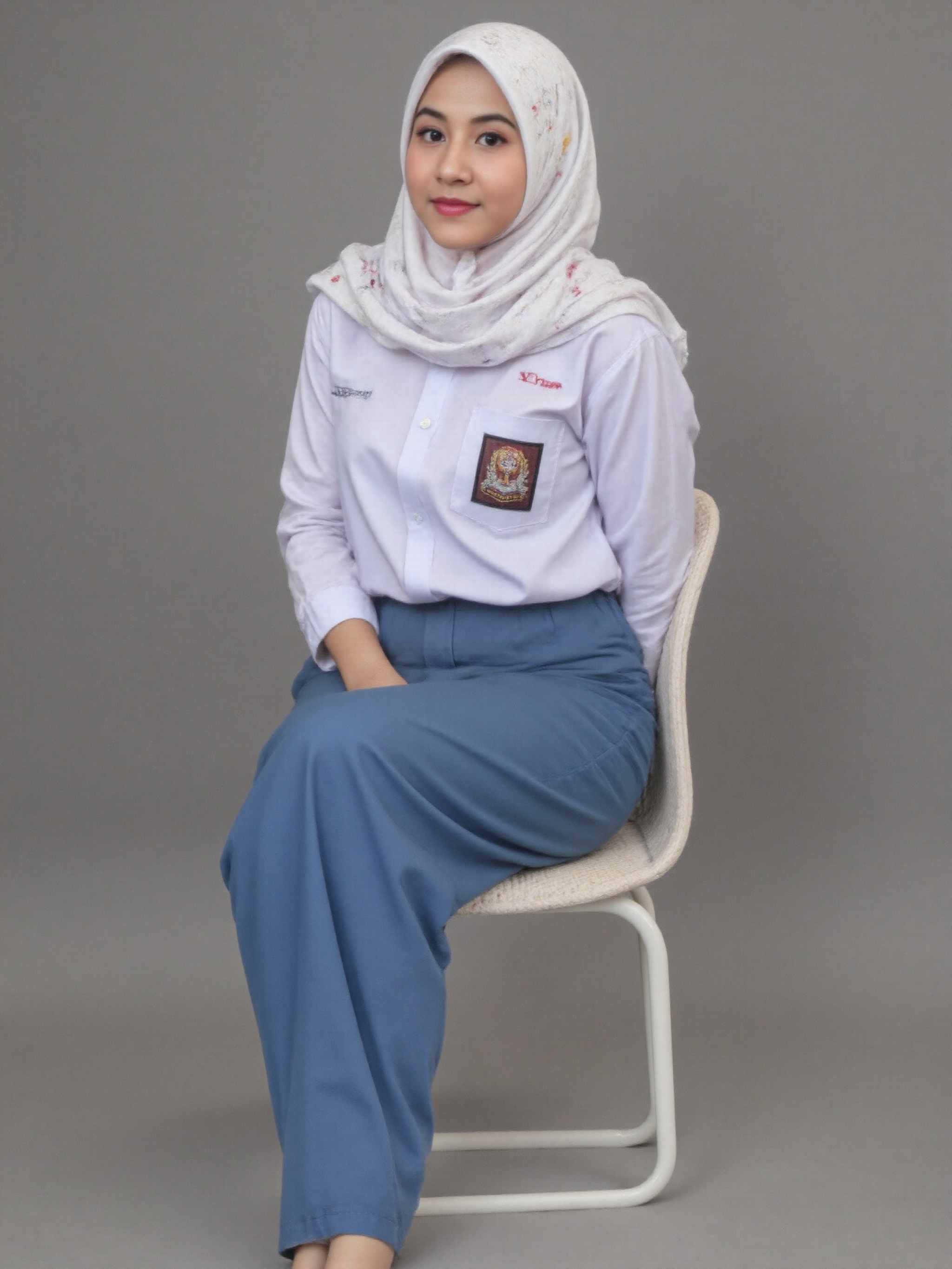 young indonesian woman,  wearing SMU_uniform,  White shirt on Tensor.Art