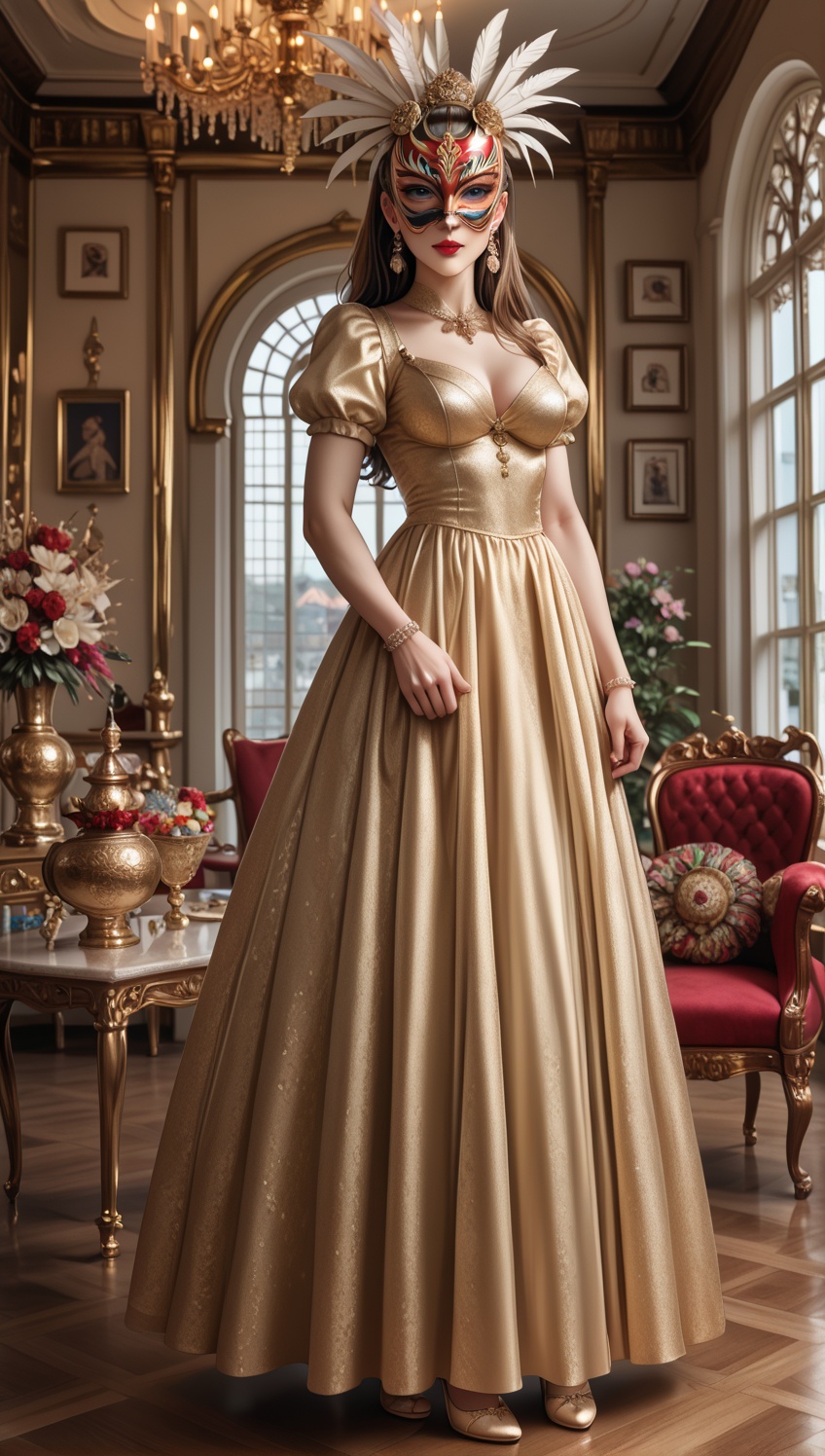 ((carnival mask,  mask,  long dress)) on Tensor.Art
