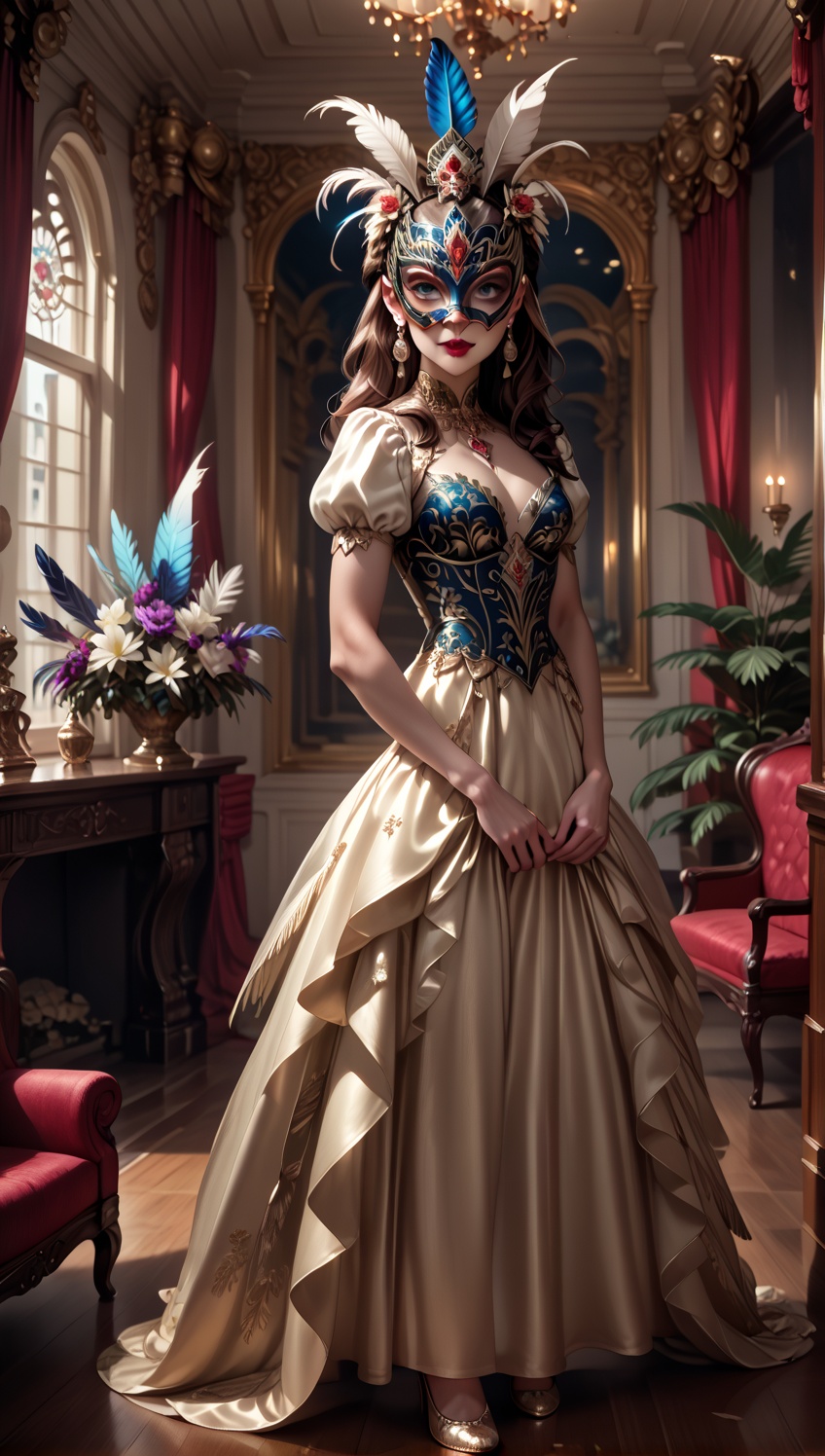 ((carnival mask,  mask,  long dress)) on Tensor.Art