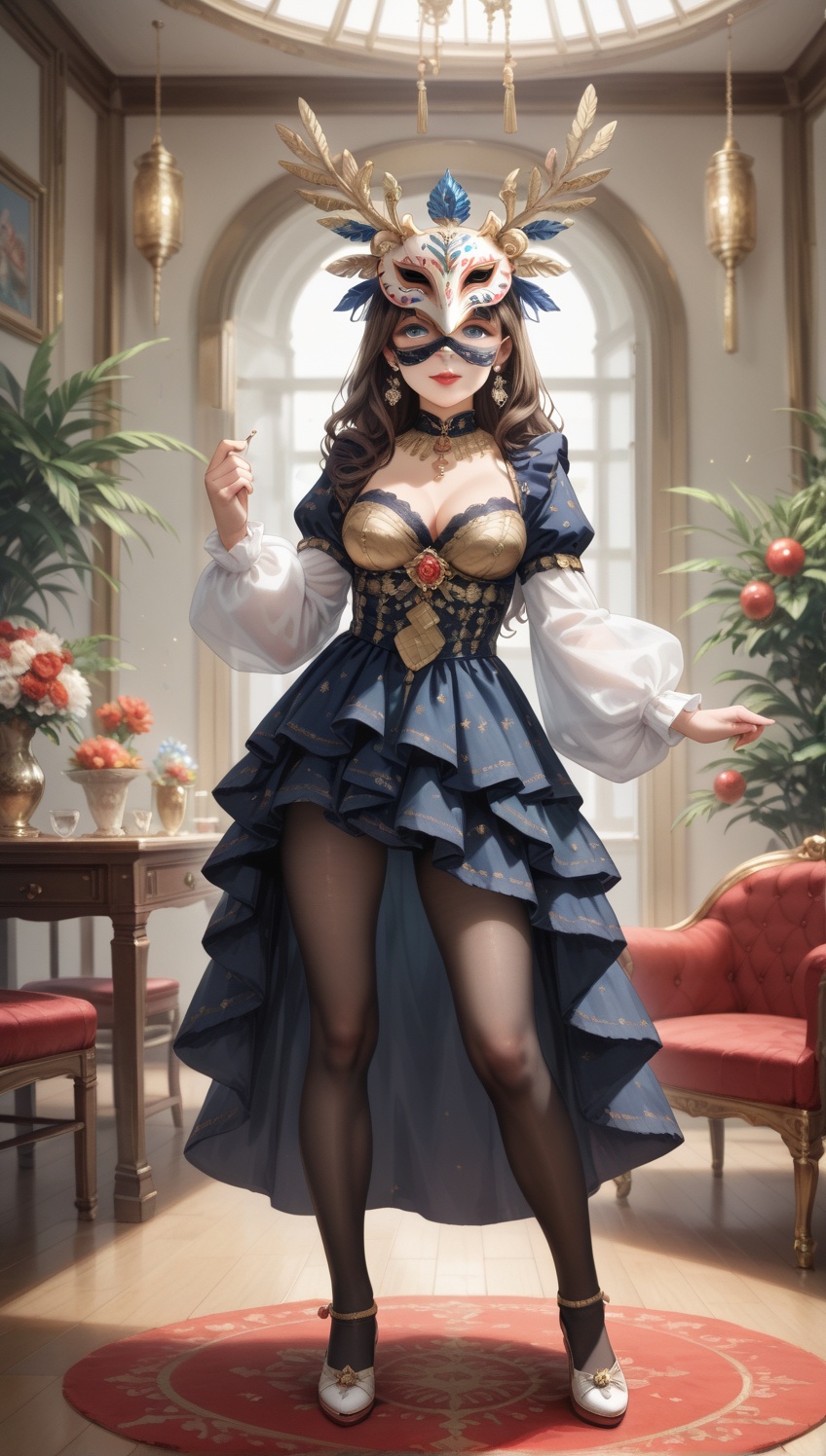 ((carnival mask,  mask)),  (standing on Tensor.Art