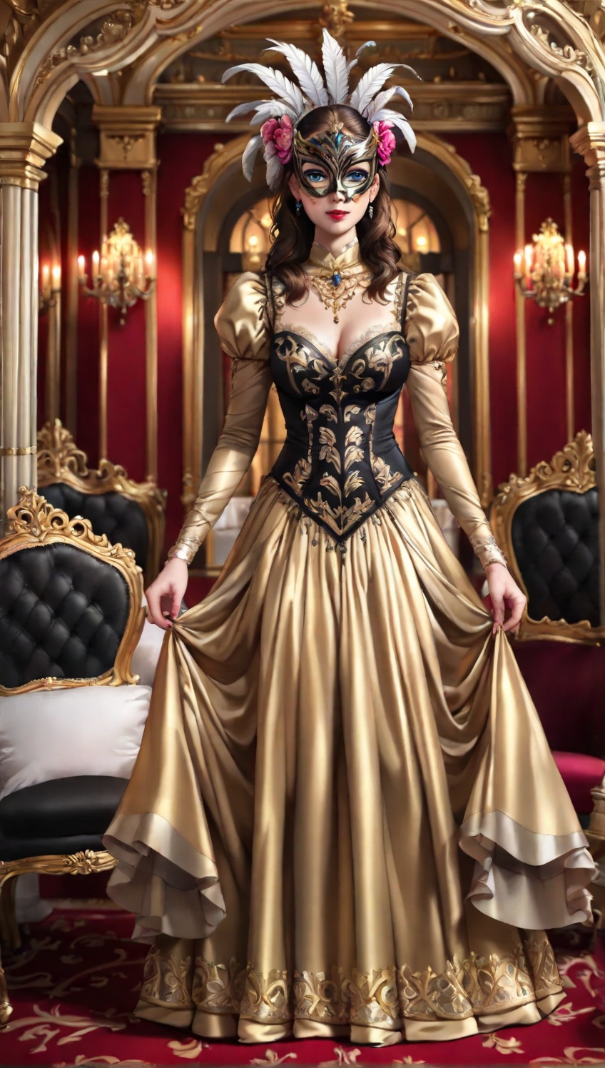 ((carnival mask,  mask,  long dress)) on Tensor.Art
