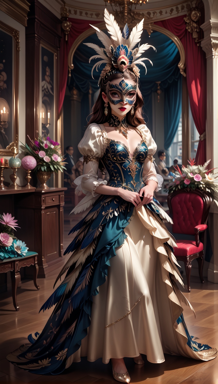 ((carnival mask,  mask,  long dress)) on Tensor.Art