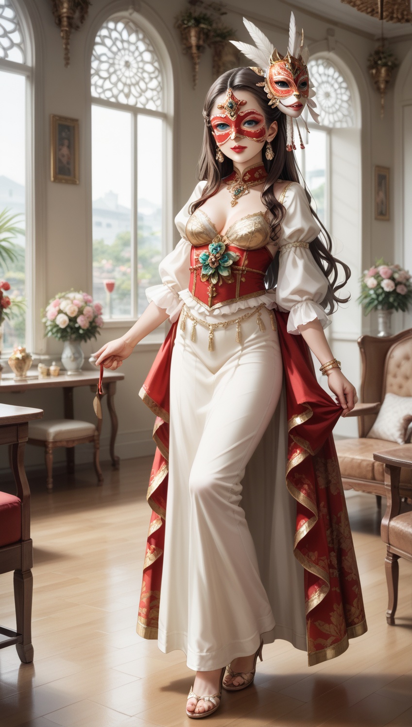 ((carnival mask,  mask,  long dress)) on Tensor.Art