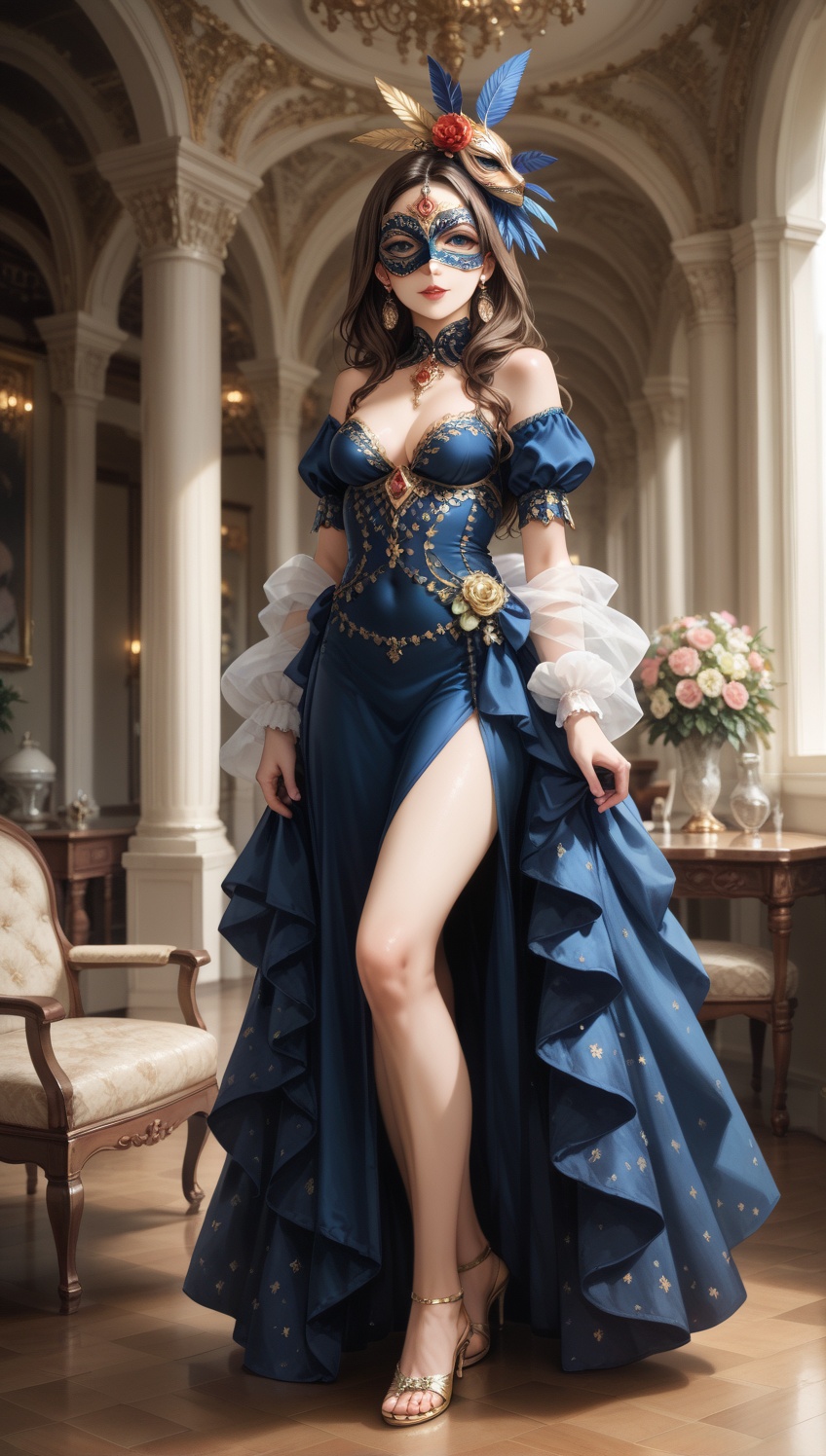 ((carnival mask,  mask,  long dress)) on Tensor.Art