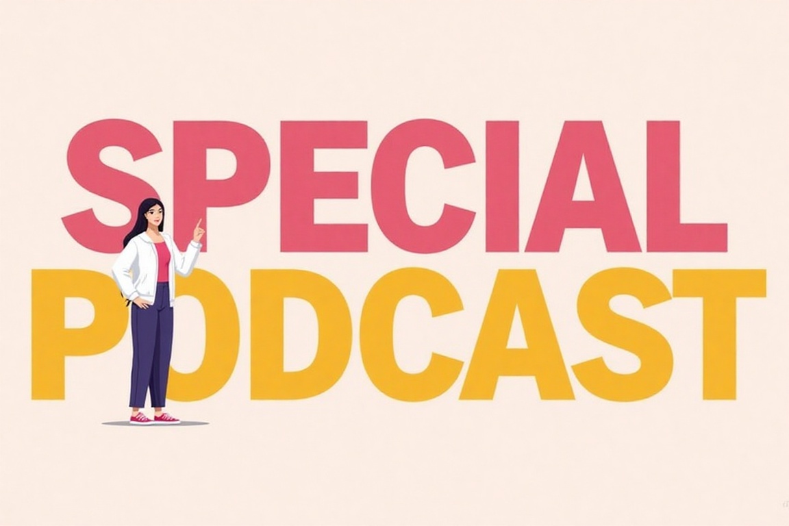 A cover image for podcast at Youtube channel about LifeStyle with a girl stands on the left of image. She points a big per...